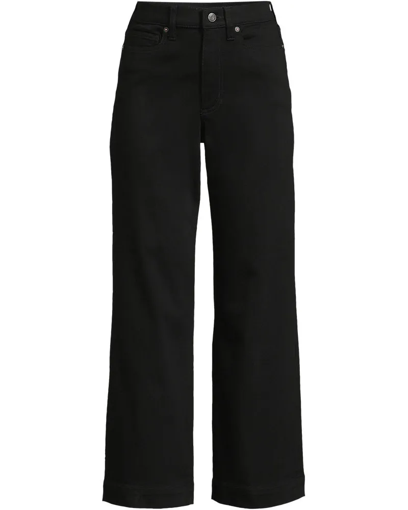 Lands' End Farbige Culotte-Jeans High Waist, Damen, Größe regular, Schwarz, Elasthan/Viskose/Baumwoll-Mischung, by Schwarz