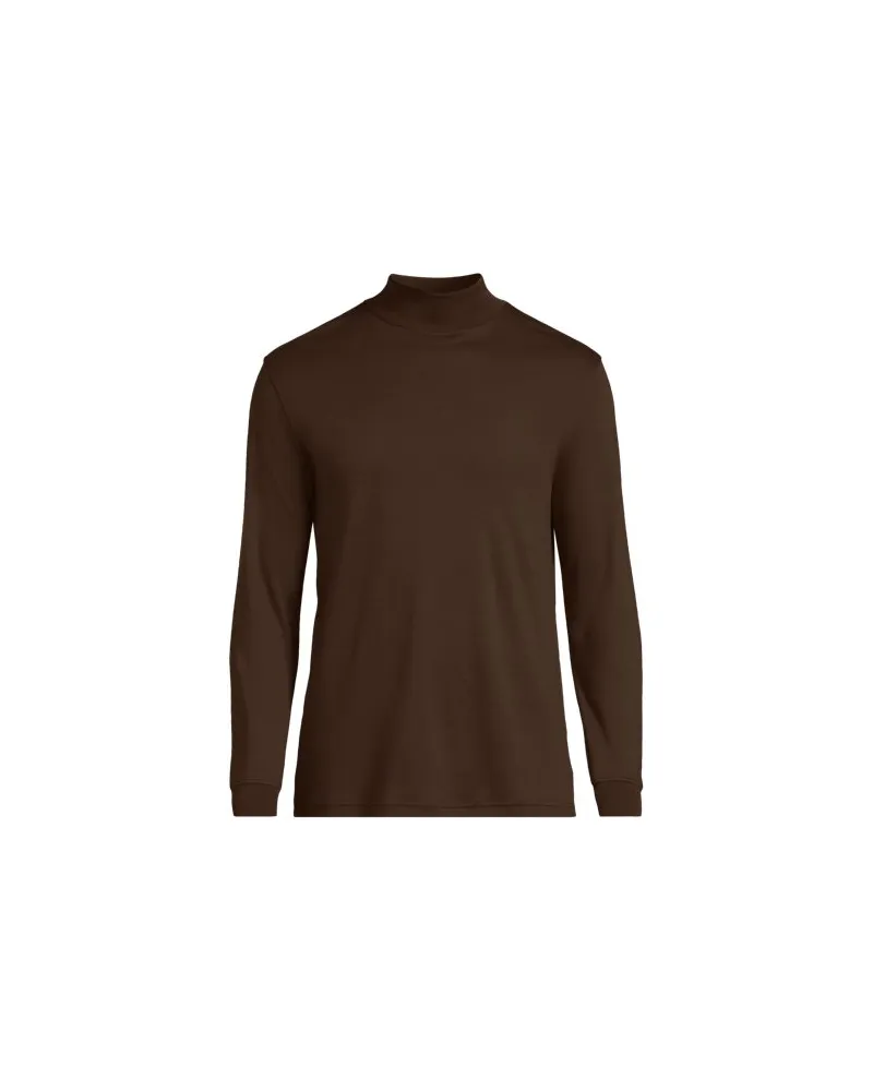 Lands' End Supima Stehbundshirt, Classic Fit, Herren, Größe:44-46 regular, Braun, Baumwolle, by Braun