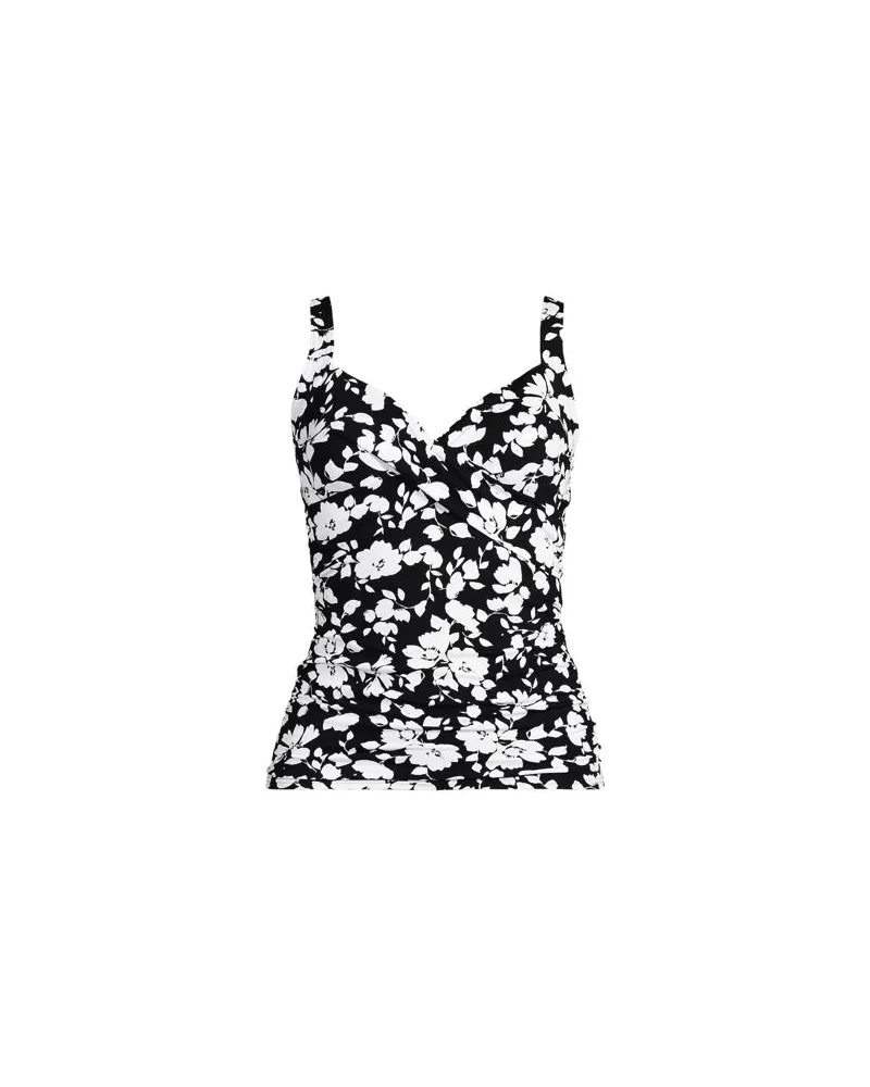 Lands' End Tankinitop CHLORRESISTENT mit V-Ausschnitt, Damen, Größe regular, Schwarz, Nylon-Mischung, by Schwarz