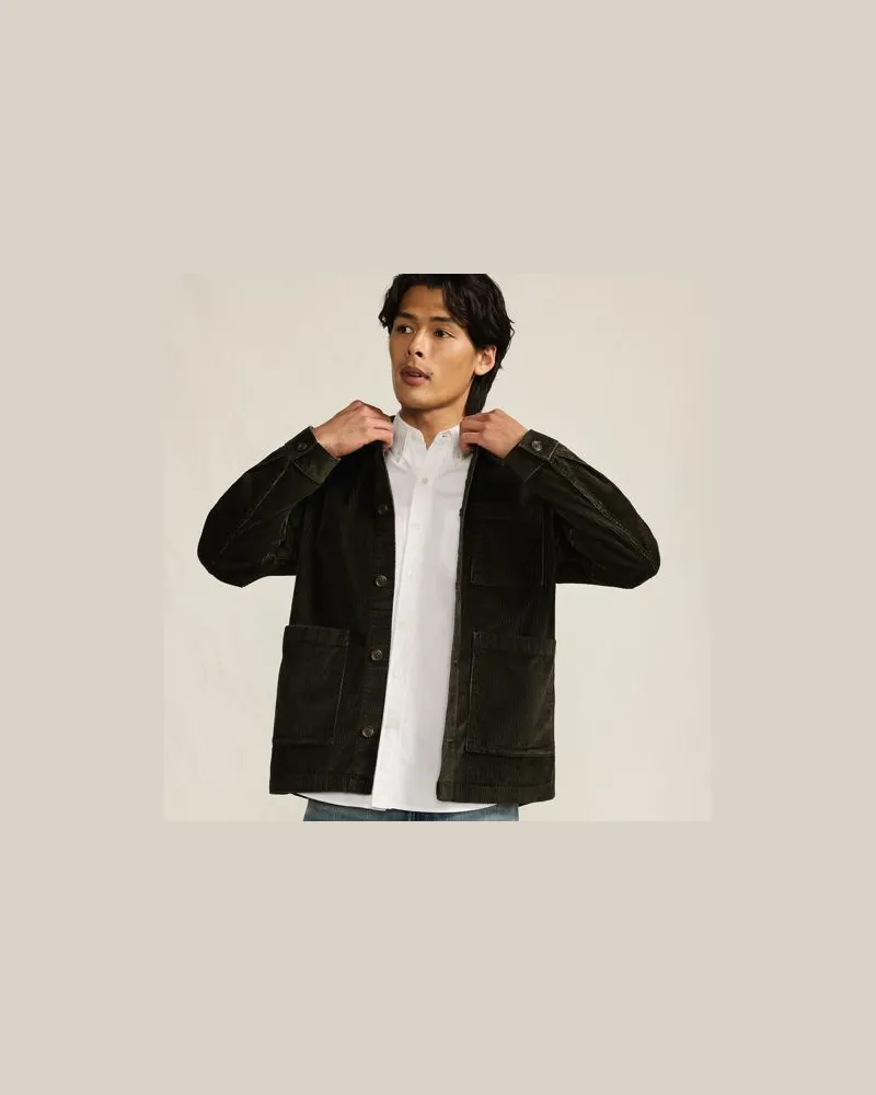 Lands' End Cord-Jacke im Worker-Stil, Herren, Größe:48-50 regular, Braun, Elasthan/Baumwoll-Mischung, by Braun