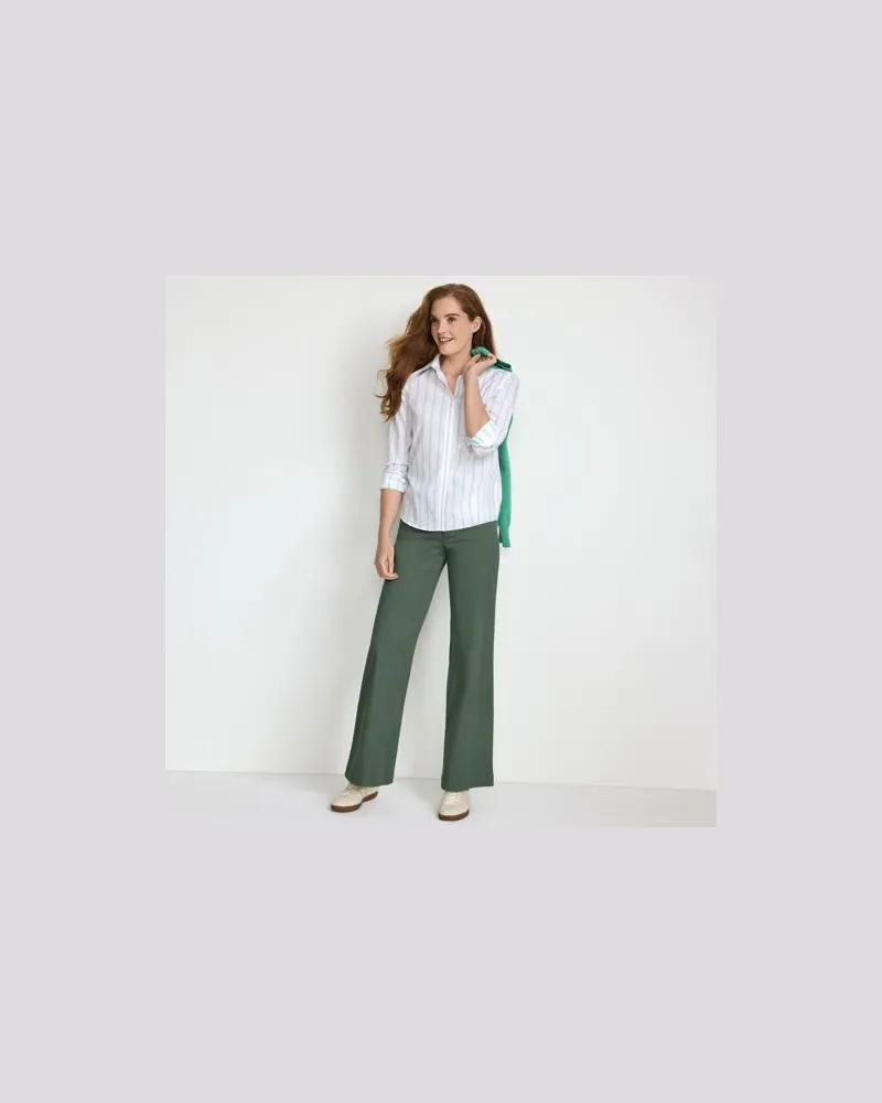 Lands' End 5-Pocket-Chinos mit weitem Bein, Damen, Größe regular, Grün, Baumwoll-Mischung, by Grün
