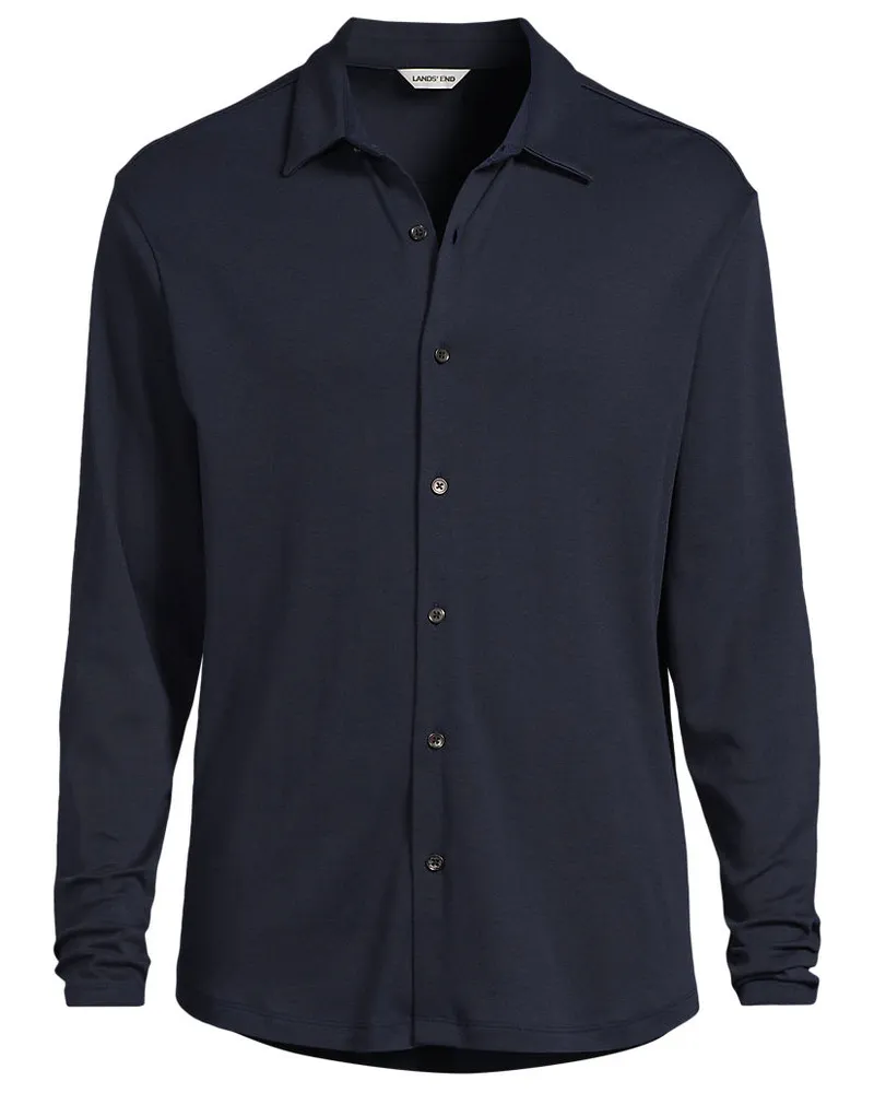 Lands' End Jerseyhemd aus Baumwolle, Herren, Größe regular, Blau, Baumwolle, by Blau