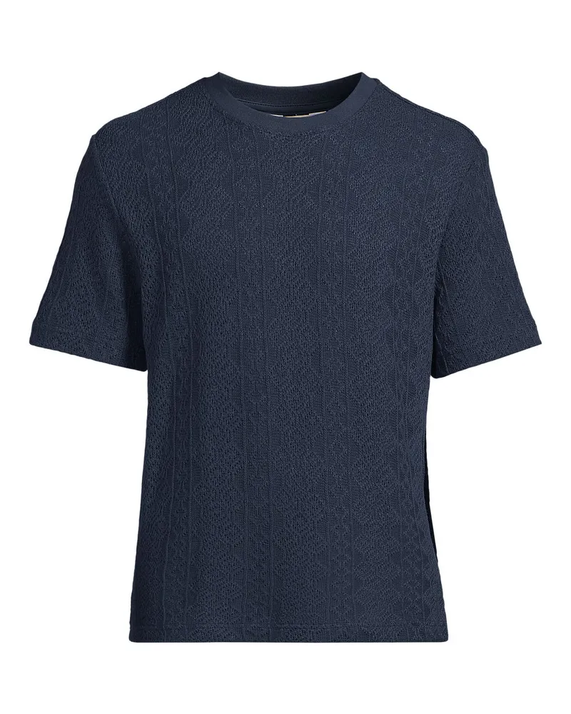 Lands' End T-Shirt aus Jersey mit Struktur, Herren, Größe regular, Blau, Baumwolle/Polyester, by Blau