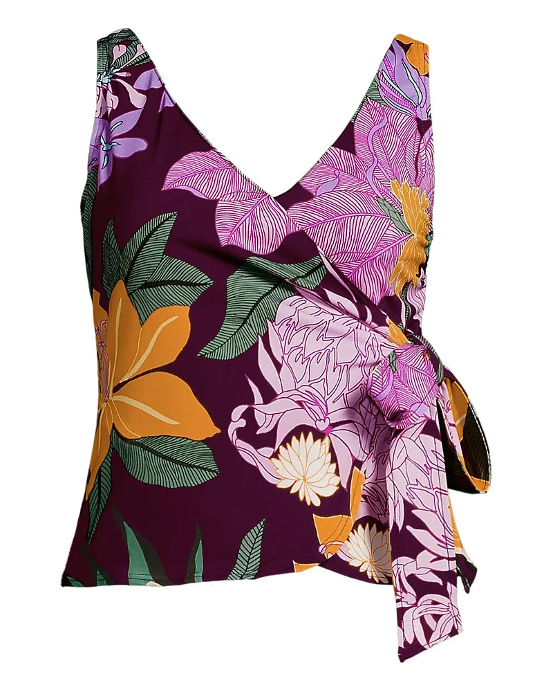 Lands' End Tankini-Top mit seitlichem Bindeband, Damen, Größe regular, Lila, Elasthan/Polyester-Mischung/Nylon-Mischung, by Lila
