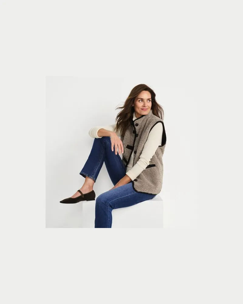 Lands' End Teddy-Weste, Damen, Größe:44-46 regular, Grau, Polyester, by Grau