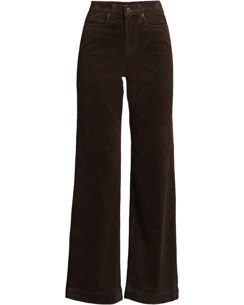 Lands' End Breitcord-Hose High Waist mit weitem Bein, Damen, Größe plus, Braun, Elasthan/Baumwoll-Mischung, by Braun