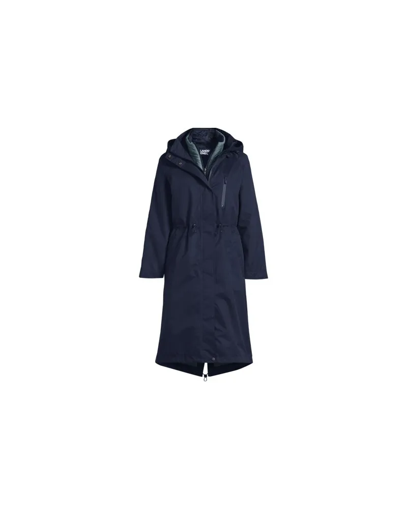 Lands' End Wasserdichter 4-in-1-Regenmantel, Damen, Größe:40-42 regular, Blau, Nylon, by Blau