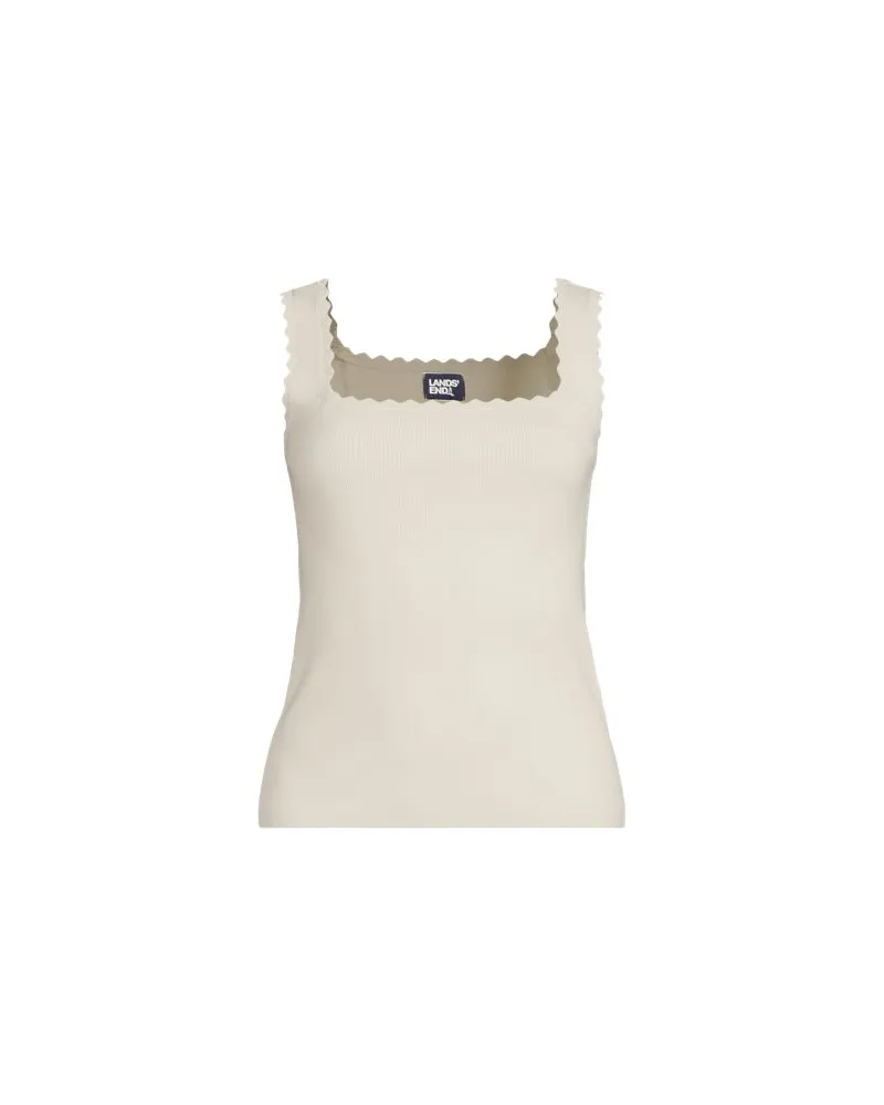 Lands' End Top mit Muschelrand, Damen, Größe:32-34 regular, Weiß, Viskose/Viskose-Mischung/Polyester-Mischung, by Weiß