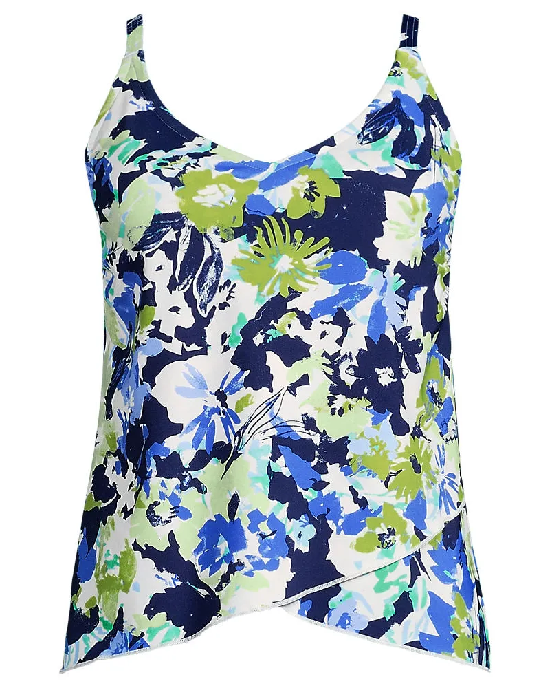 Lands' End Tankinitop mit Tulpensaum chlorresistent, Damen, Größe regular, Blau, Nylon-Mischung, by Blau
