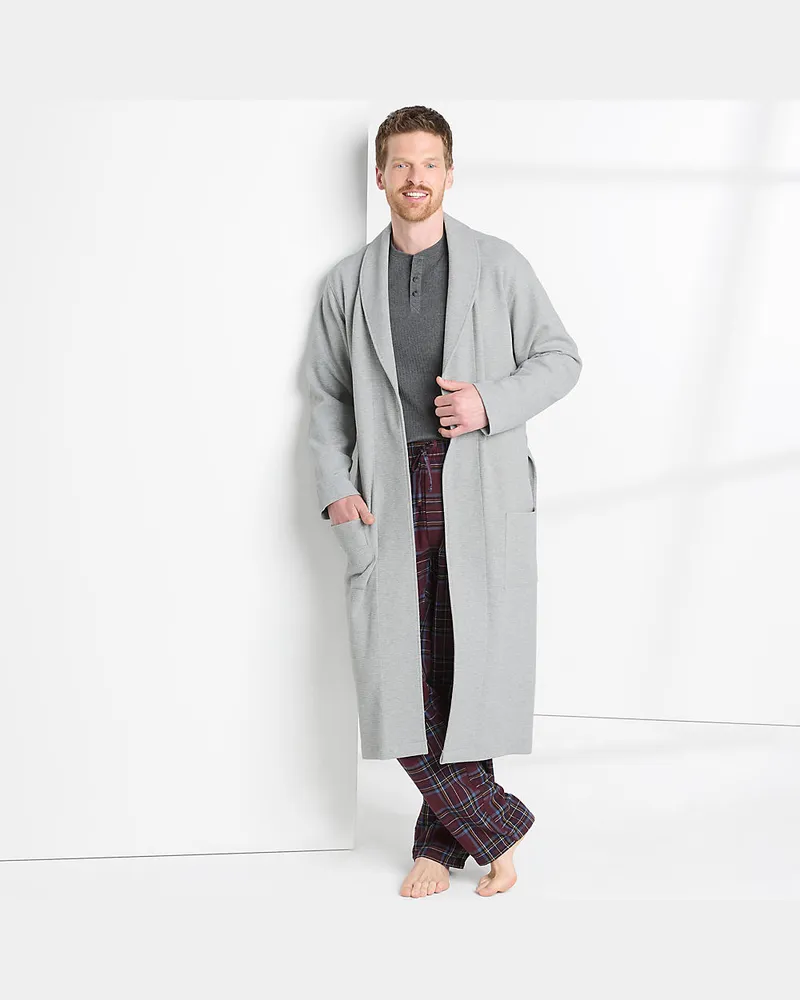 Lands' End Bademantel mit Waffelstruktur, Herren, Größe regular, Grau, by Grau