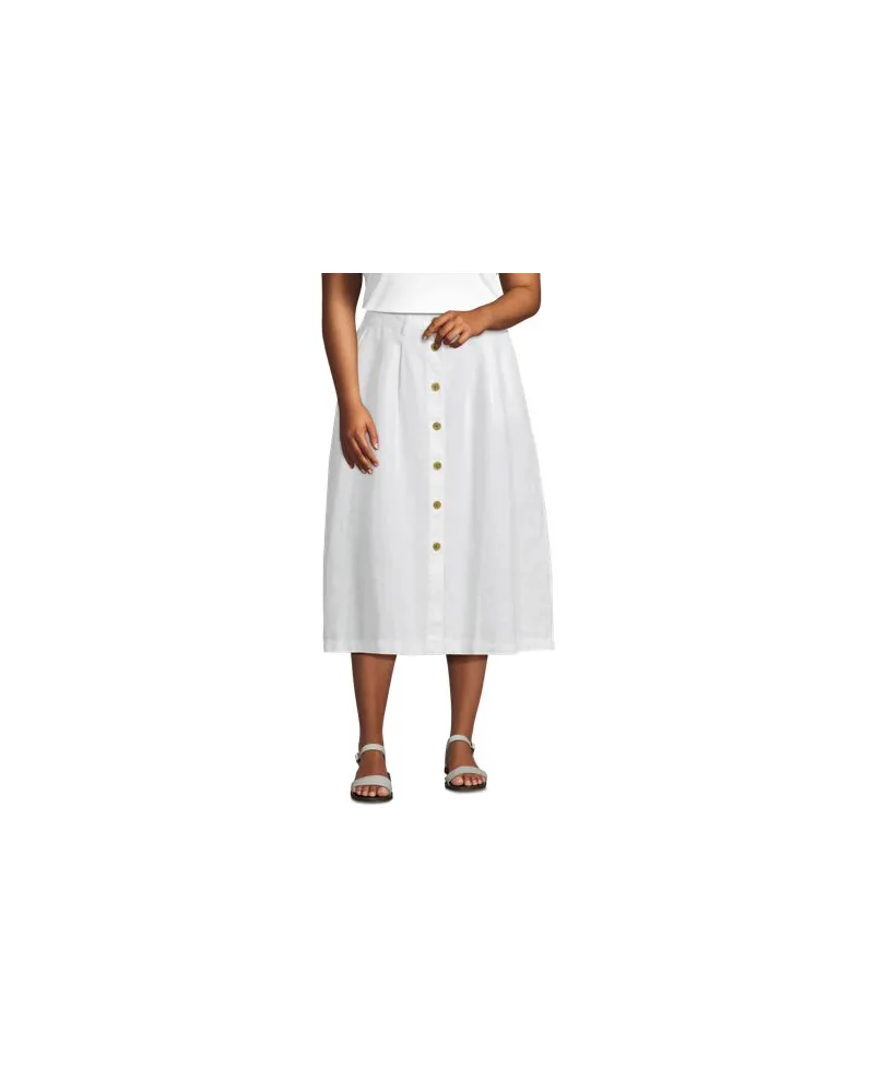 Lands' End Leinen-Midirock, Damen, Größe plus, Weiß, Leinen, by Weiß