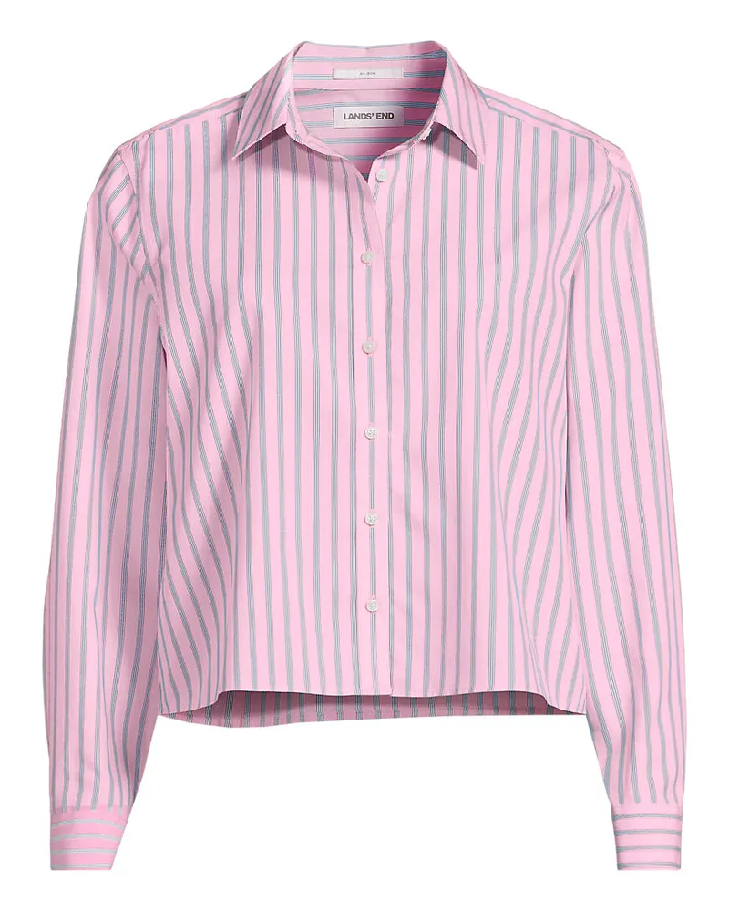 Lands' End Kurze, bügelfreie Hemdbluse, Damen, Größe regular, Pink, Baumwolle, by Pink