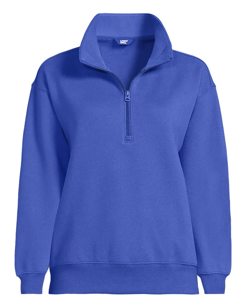 Lands' End Serious Sweats Pullover mit Reißverschluss, Damen, Größe plus, Blau, Baumwoll-Mischung/Polyester-Mischung, by Blau