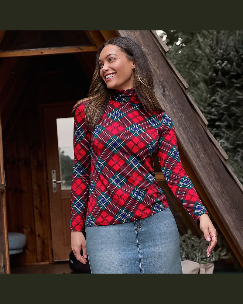 Lands' End Rollkragenshirt aus Baumwoll/Modalmix, Damen, Größe regular, Rot, Baumwolle/Elasthan/Baumwolle Modal, by Rot