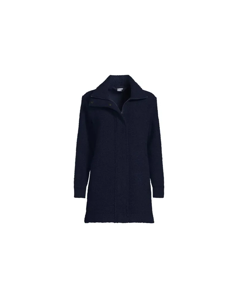 Lands' End Bouclé-Jacke, Damen, Größe regular, Blau, Polyester, by Blau