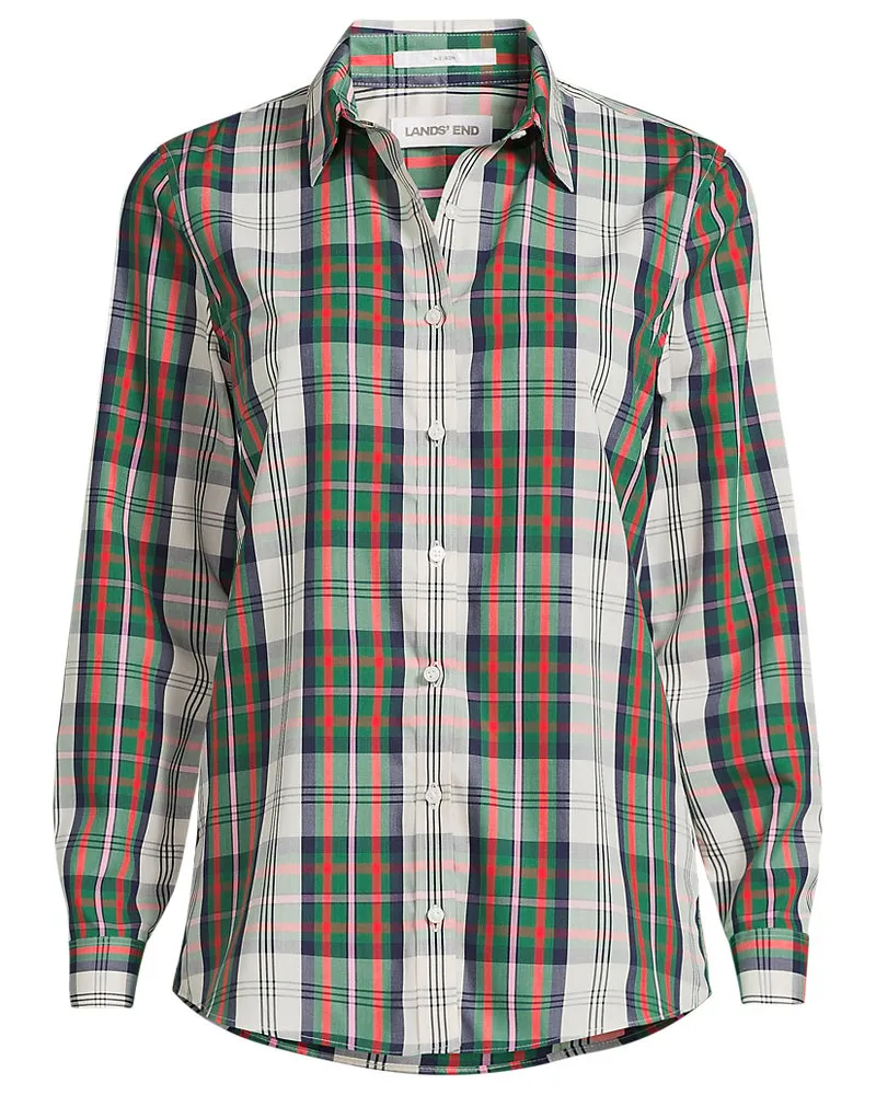 Lands' End Bügelfreie Baumwoll-Bluse, Damen, Größe plus, Weiß, Baumwolle, by Weiß