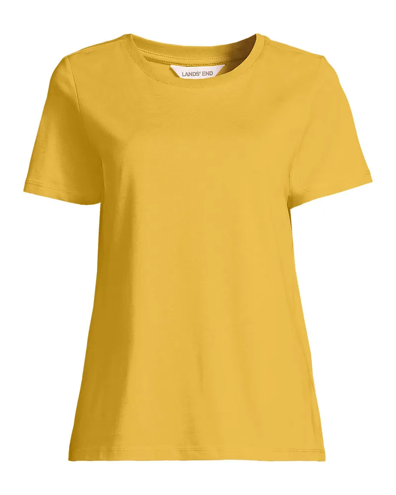 Lands' End Supima T-Shirt mit Rundhalsausschnitt, Damen, Größe plus, Gelb, Baumwolle, by Gelb