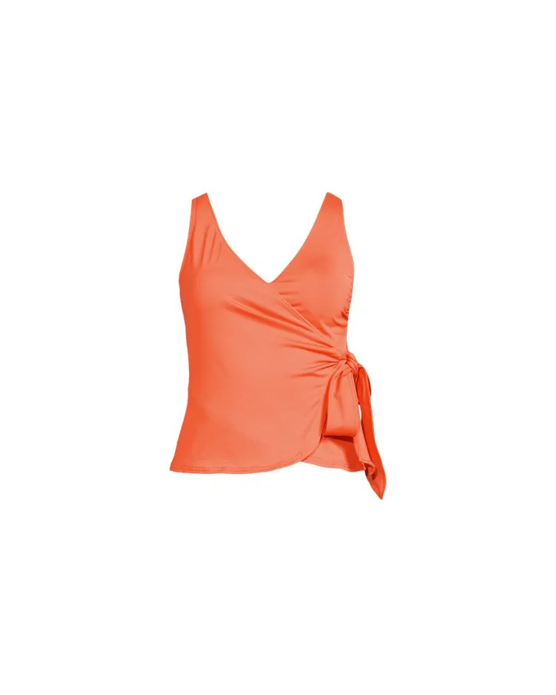 Lands' End Tankini-Top mit seitlichem Bindeband, Damen, Größe regular, Orange, Elasthan/Polyester-Mischung/Nylon-Mischung, by Orange