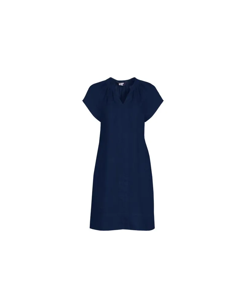 Lands' End Leinenkleid mit Smok-Ausschnitt, Damen, Größe regular, Blau, Leinen, by Blau