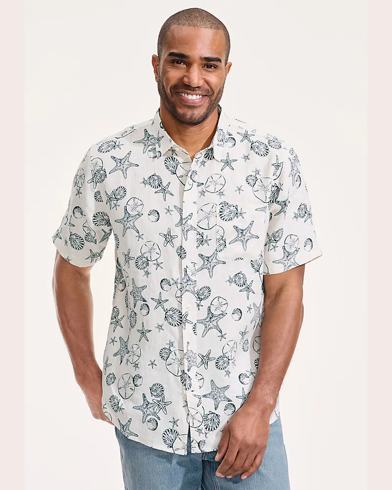 Lands' End Premium Reinleinen-Hemd mit kurzen Ã„rmeln, Classic Fit, Herren, GrÃ¶ÃŸe regular, WeiÃŸ, Leinen, by Weiãÿ