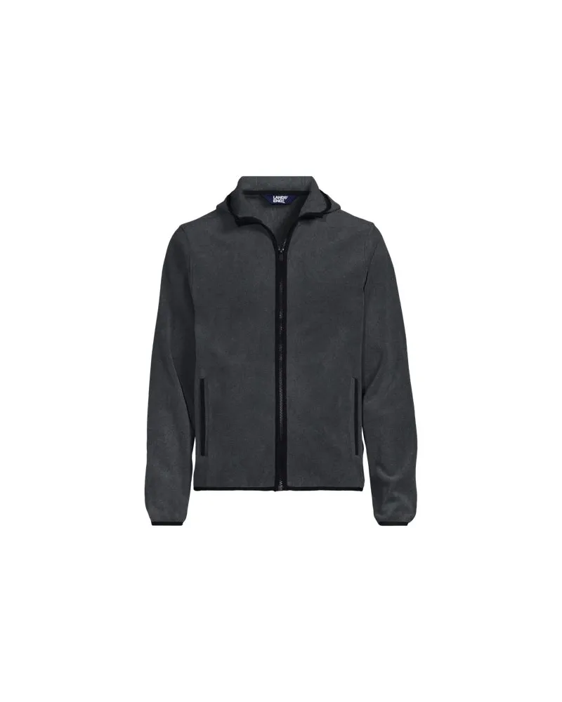 Lands' End Fleece-Kapuzenjacke mit Zipper, Herren, Größe:52-54 regular, Schwarz, Polyester, by Schwarz