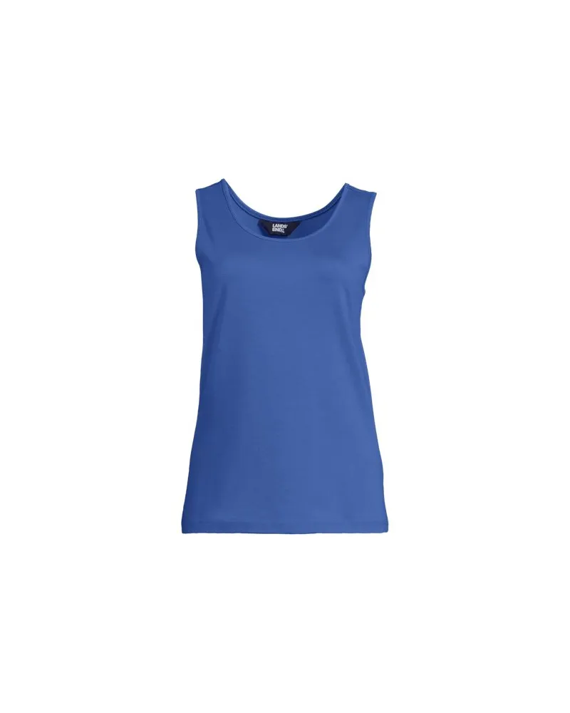Lands' End Ärmelloses Top aus Baumwolle für Dame, Damen, Größe plus, Blau, Baumwolle, by Blau