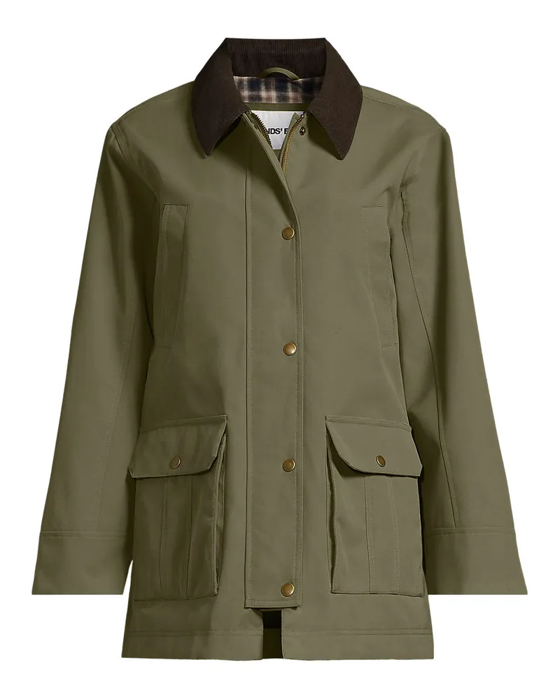 Lands' End Wasserdichte Squall-Jacke mit Cordkragen, Damen, Größe plus, Grün, Polyester/Nylon, by Grün