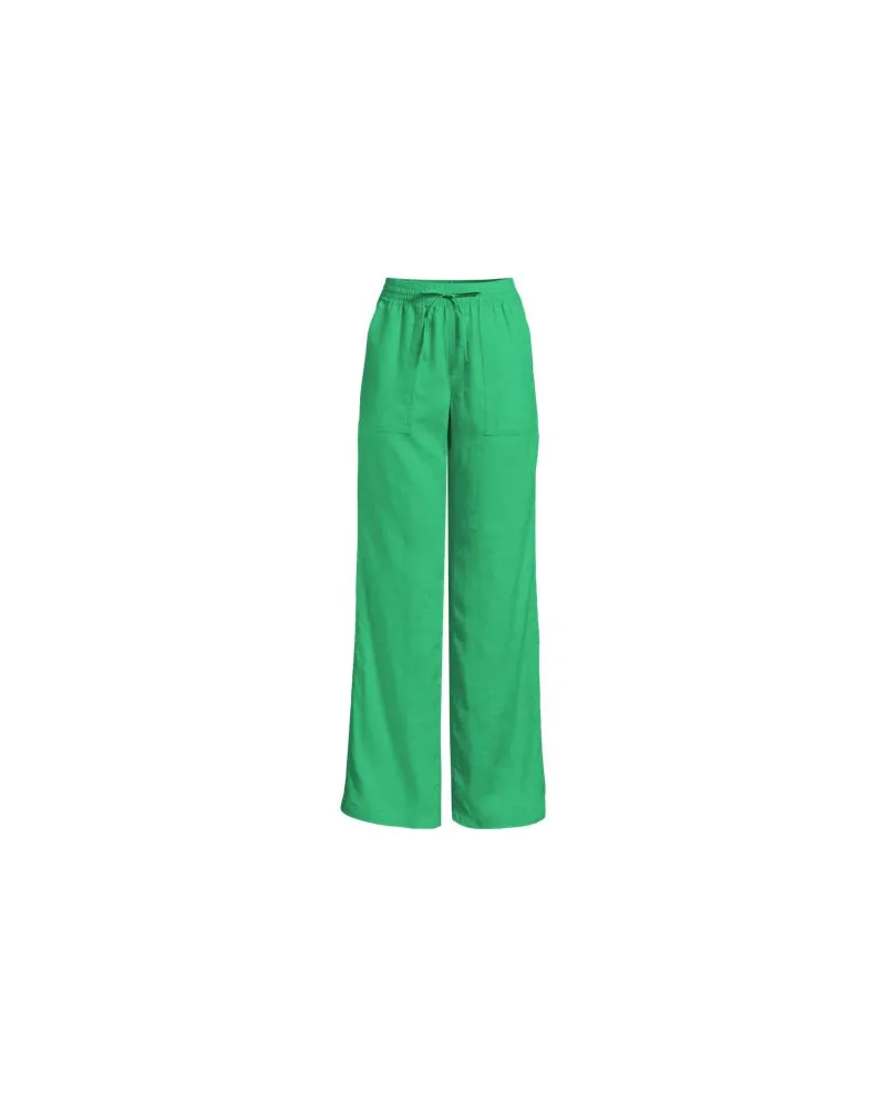 Lands' End Leinen-Schlupfhose mit weitem Bein, Damen, Größe:40-42 regular, Grün, Leinen, by Grün