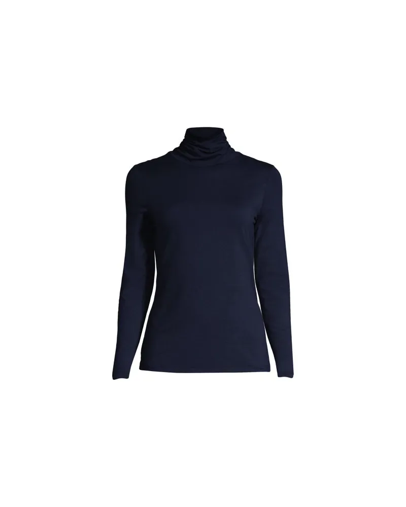 Lands' End Rollkragenshirt aus Baumwoll/Modalmix, Damen, Größe petite, Blau, Baumwolle/Elasthan/Baumwolle Modal, by Blau