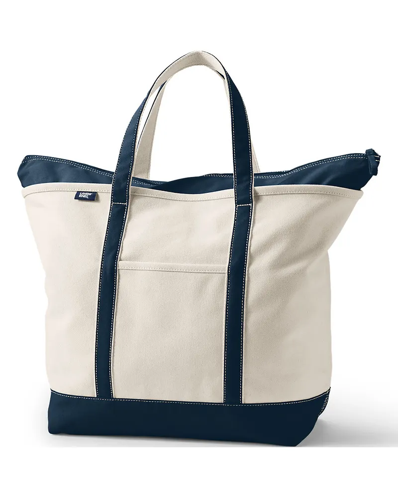 Lands' End Canvastasche mit Reißverschluss, extragroß, Herren, Größe:null regular, Weiß, Baumwolle, by Weiß
