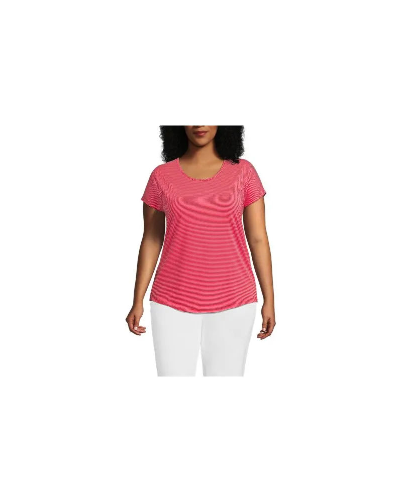 Lands' End Shirt aus Baumwolle/Modal-Mix mit Ballett-Ausschnitt, Damen, Größe plus, Rot, Baumwolle Modal, by Rot