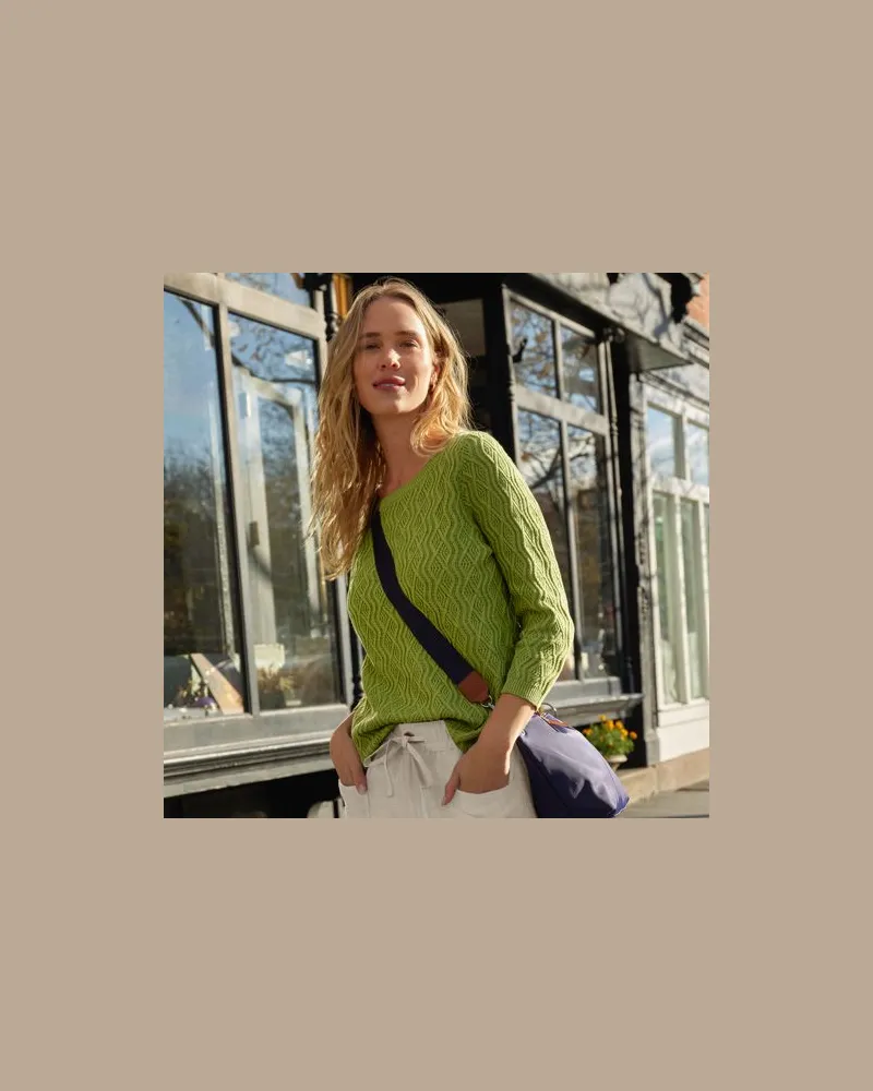 Lands' End Pullover aus Leinenmix, Damen, Größe:40-42 petite, Grün, Baumwolle/Leinen/Baumwoll-Mischung, by Grün