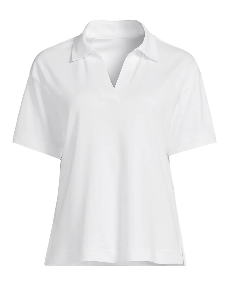 Lands' End Supima Poloshirt mit offenem Kragen, Damen, GrÃ¶ÃŸe plus, WeiÃŸ, by Weiãÿ