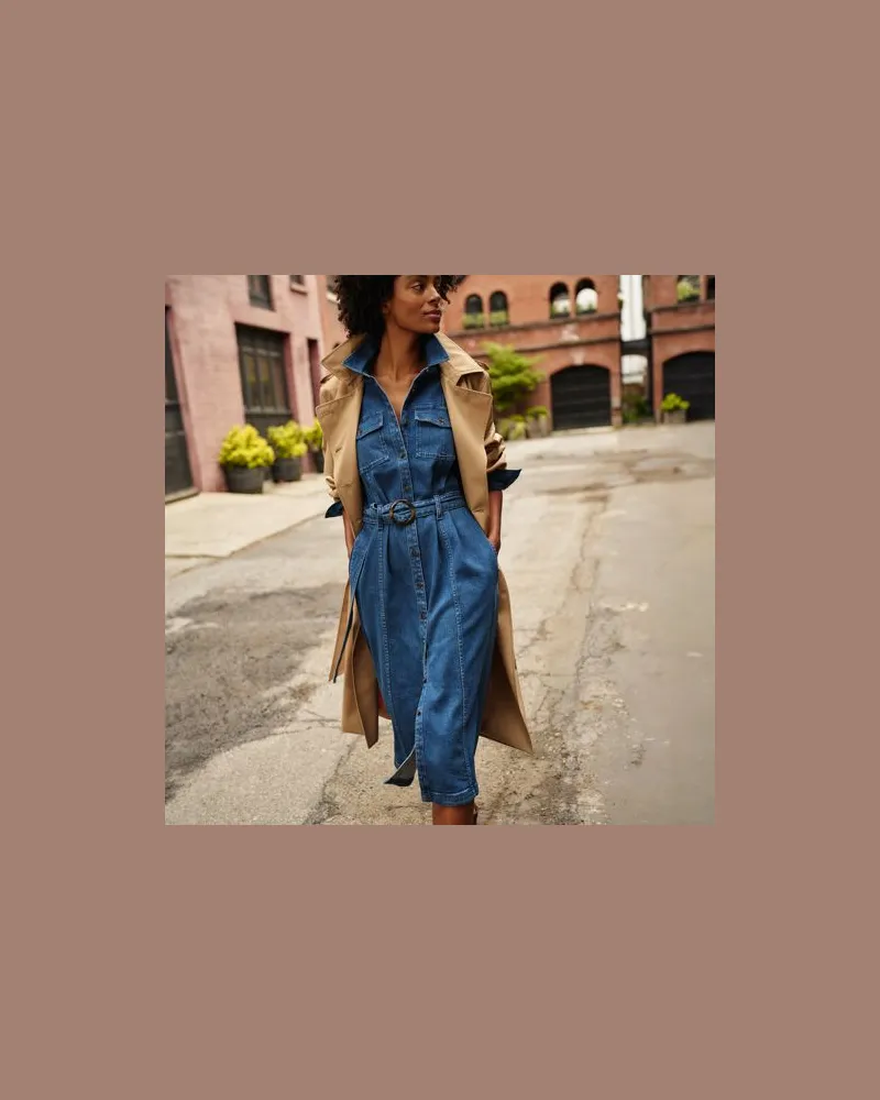 Lands' End Wadenlanges Soft Denim Kleid, Damen, Größe:40-42 regular, Blau, Baumwoll-Mischung, by Blau