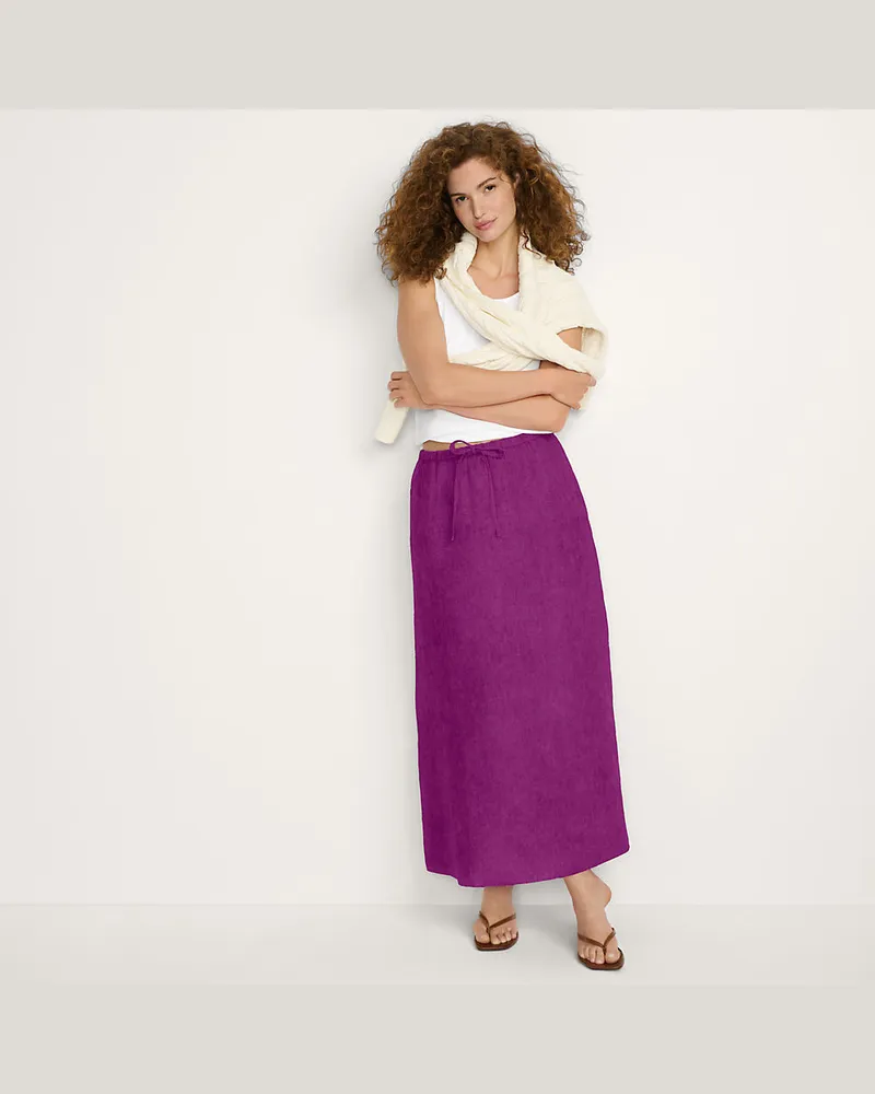 Lands' End Leinen-Midirock, Damen, Größe:34 regular, Lila, Leinen, by Lila