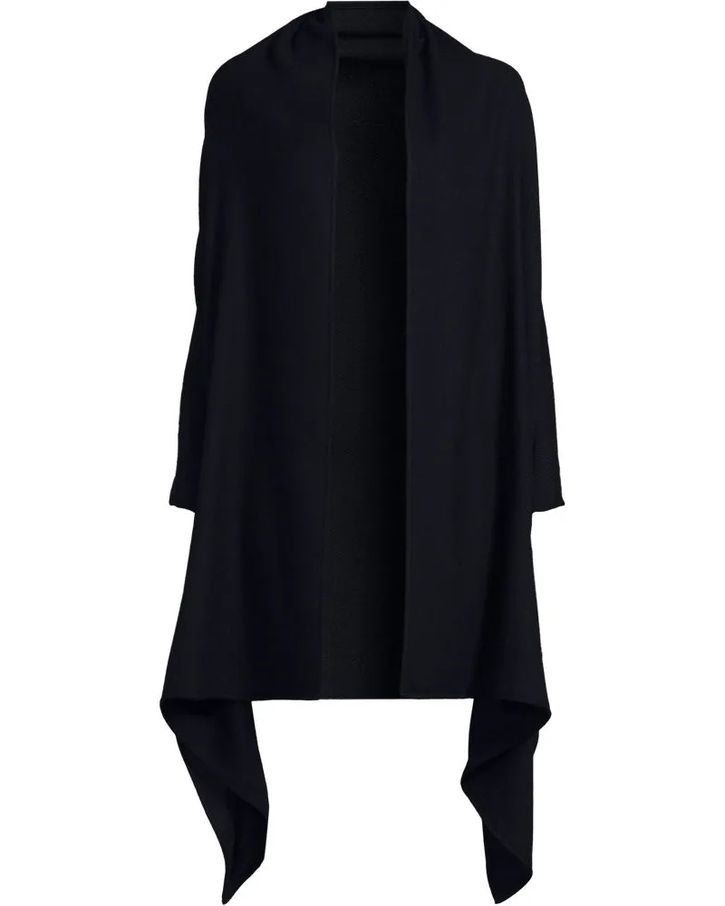 Lands' End Großer CashTouch Cape-Schal, Damen, Größe:null regular, Schwarz, Polyester, by Schwarz