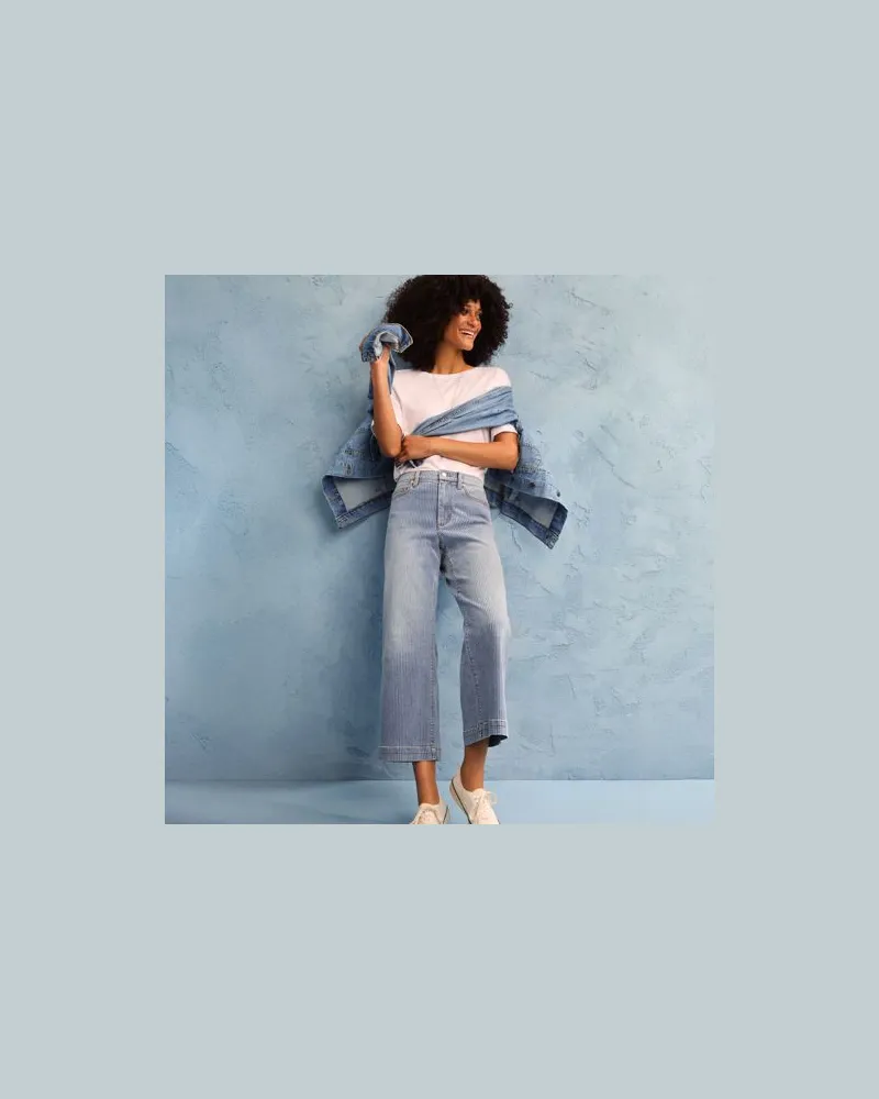 Lands' End Recover Culotte-Jeans High Waist, Damen, Größe regular, Blau, Baumwolle/Elasthan, by Blau