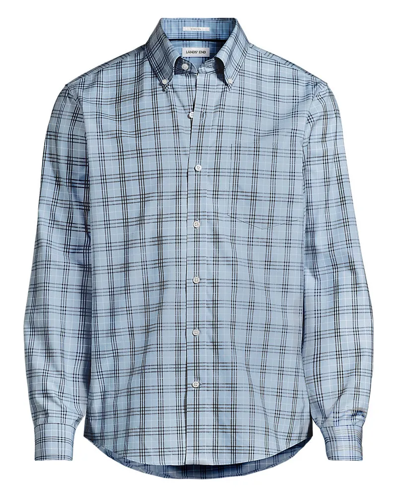 Lands' End CLASSIC FIT. Bügelfreies Twillhemd, Herren, Größe regular, Blau, Baumwolle, by Blau
