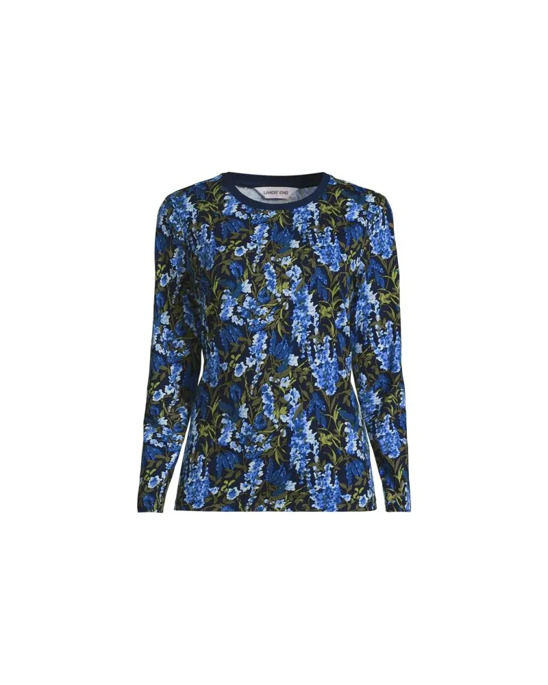 Lands' End Langärmeliges Supima-Shirt mit Rundausschnitt, Damen, Größe plus, Blau, by Blau