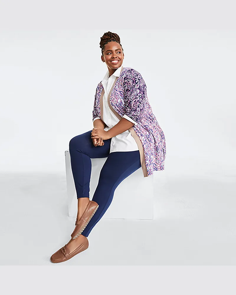 Lands' End Starfish Leggings Mid Waist, Damen, Größe plus, Blau, Elasthan/Baumwoll-Mischung, by Blau
