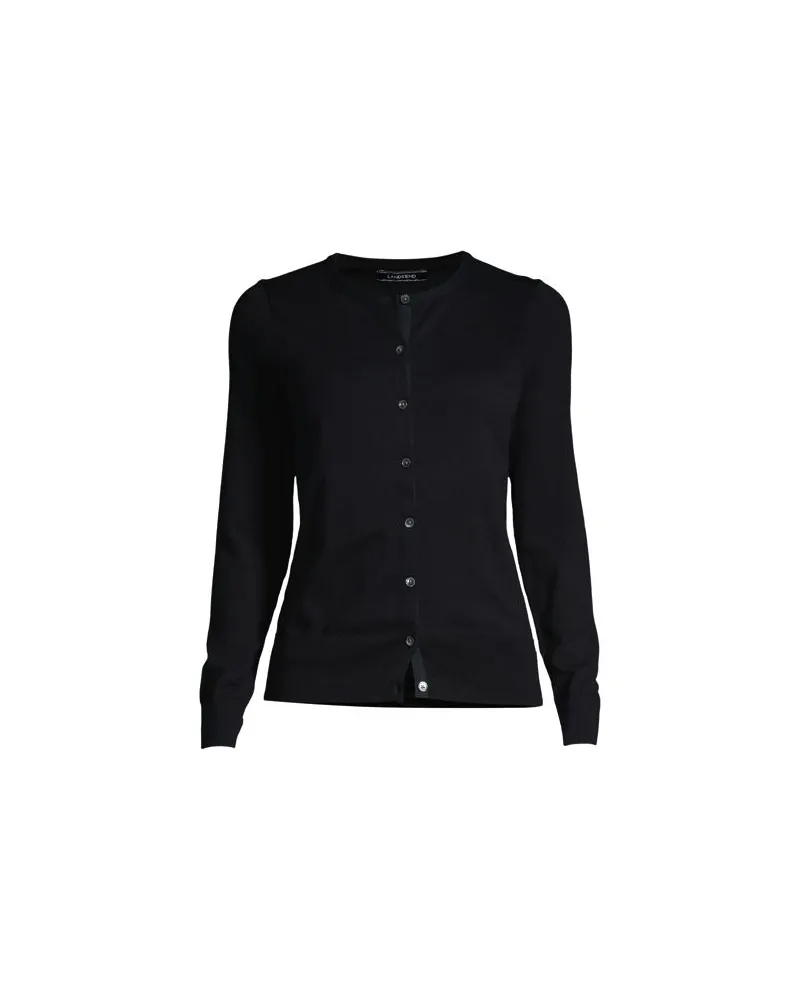 Lands' End Supima Feinstrick-Cardigan, Damen, Größe:32-34 regular, Schwarz, Baumwoll-Mischung, by Schwarz