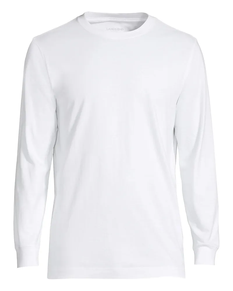 Lands' End Super-T Langarm-Shirt, Classic Fit, Herren, Größe regular, Weiß, Baumwolle, by Weiß