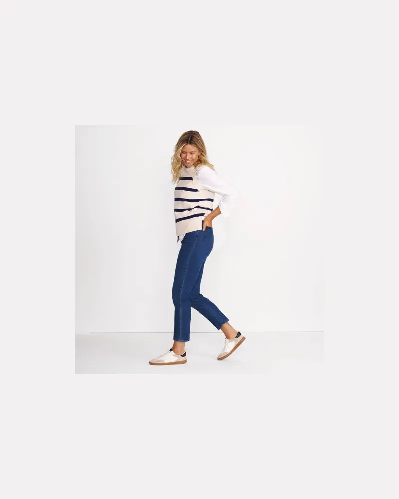 Lands' End Straight Fit Recover High Waist Jeans, Damen, Größe regular, Blau, Baumwoll-Mischung, by Blau