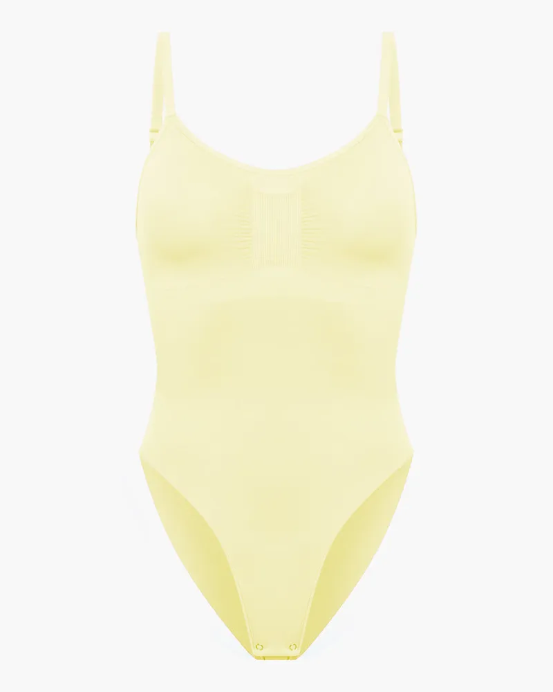 creamy fabrics Bodysuit Sculpting Shapewear mit Slip (#2) - Baby Yellow / 5XL 
