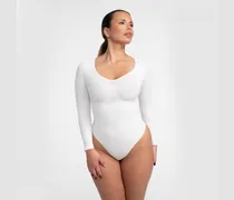 Bodysuit Sculpting Shapewear Longsleeve mit Slip - Medium Shape - Weiß / L
