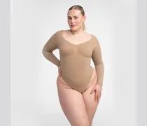 Bodysuit Sculpting Shapewear Longsleeve mit Slip - Medium Shape - Beige / S