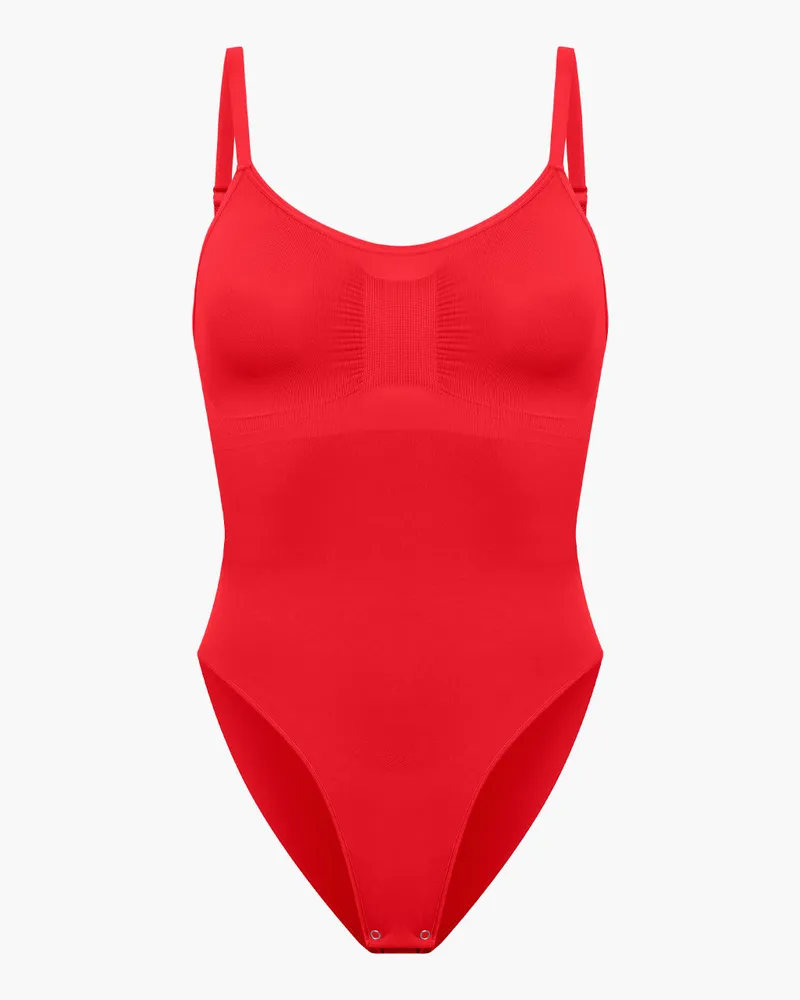 creamy fabrics Bodysuit Sculpting Shapewear mit Slip - Fire Red / S 