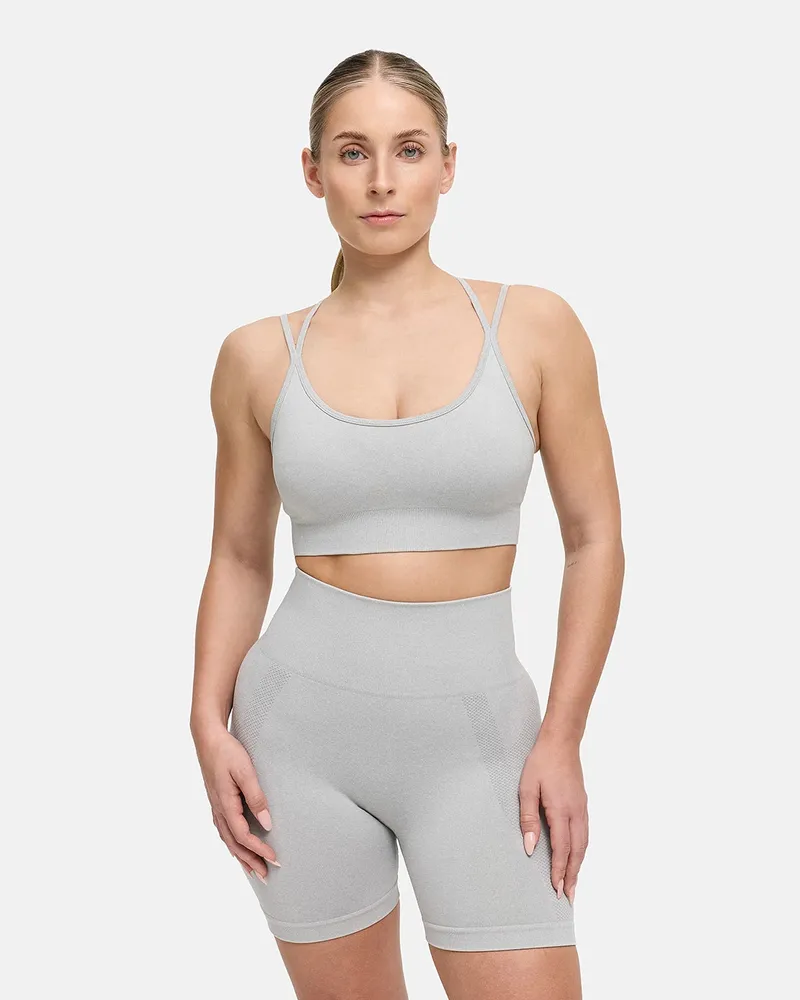 creamy fabrics Seamless Cross over Sport Bra - Light Grey Melange / M 