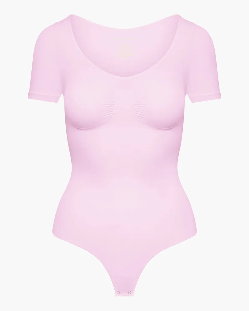 creamy fabrics T-Shirt Bodysuit Sculpting Shapewear mit String - Baby Pink / 3XL 