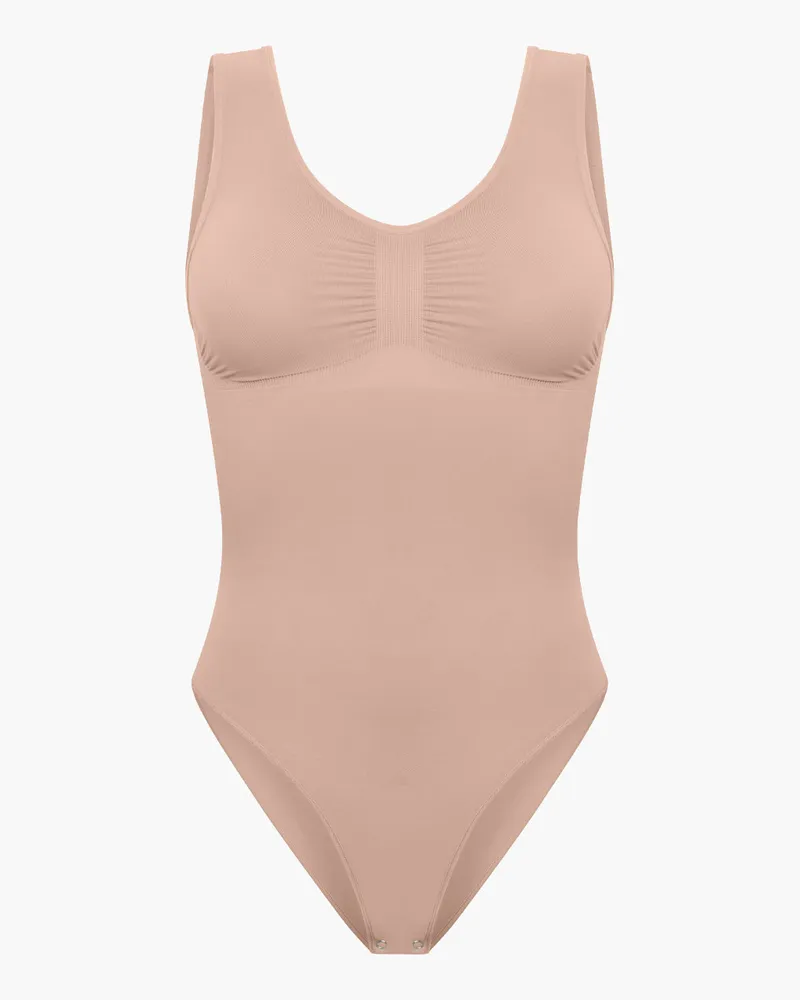 creamy fabrics Tank Bodysuit Sculpting Shapewear mit Slip - Beige / 4XL 